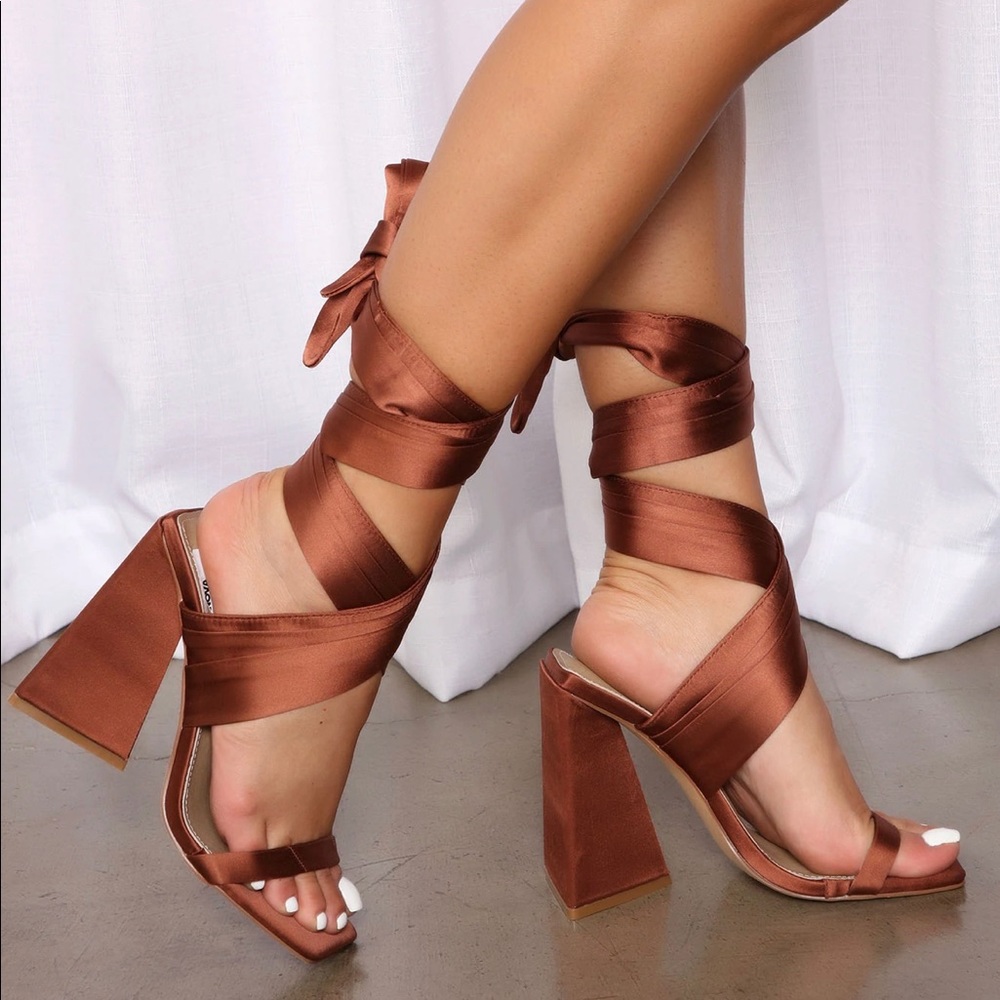 Block brown heels